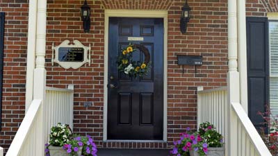 front door and sign